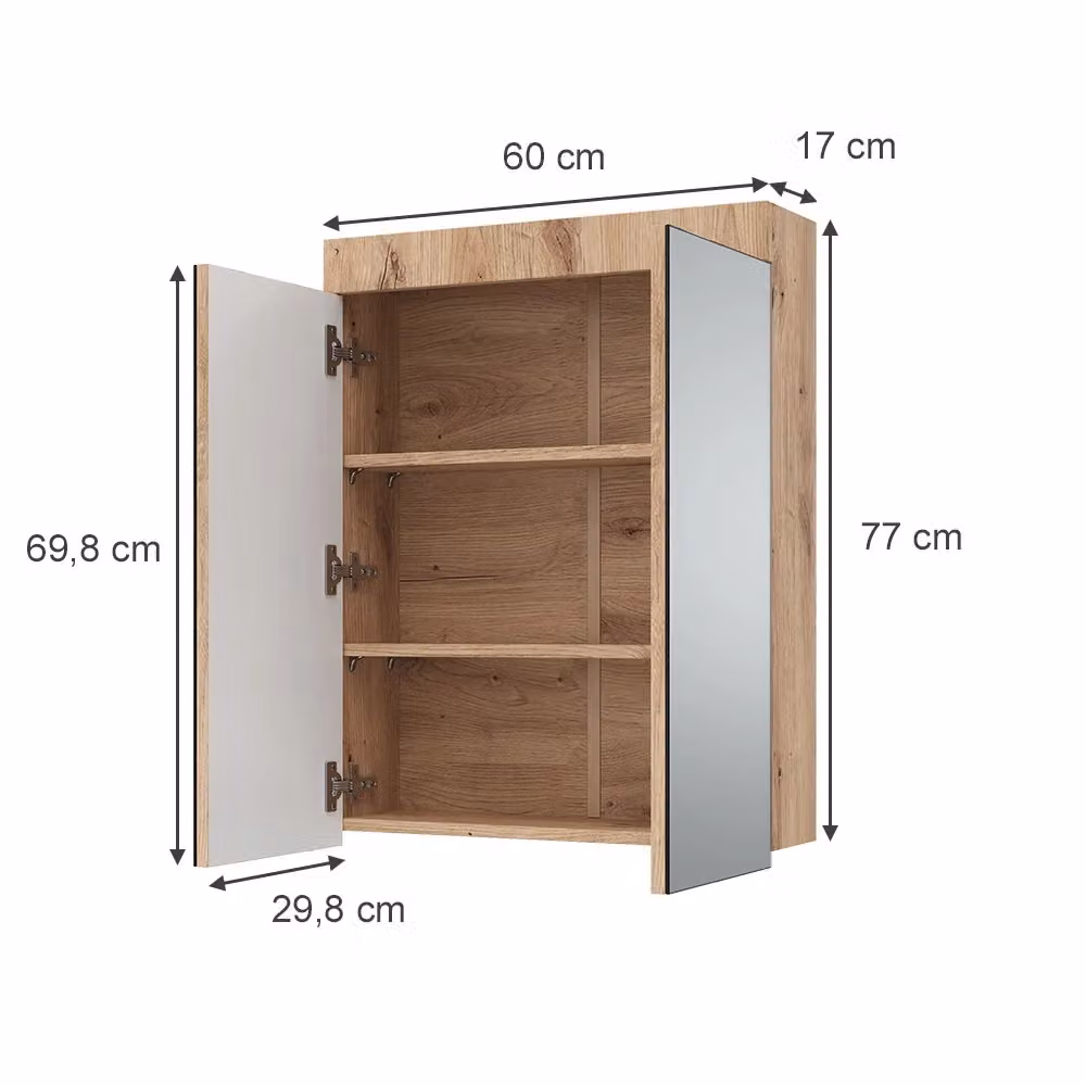 Specchio contenitore bagno Luna Vicco in quercia color marrone L: 60 cm, H: 77 cm – 2