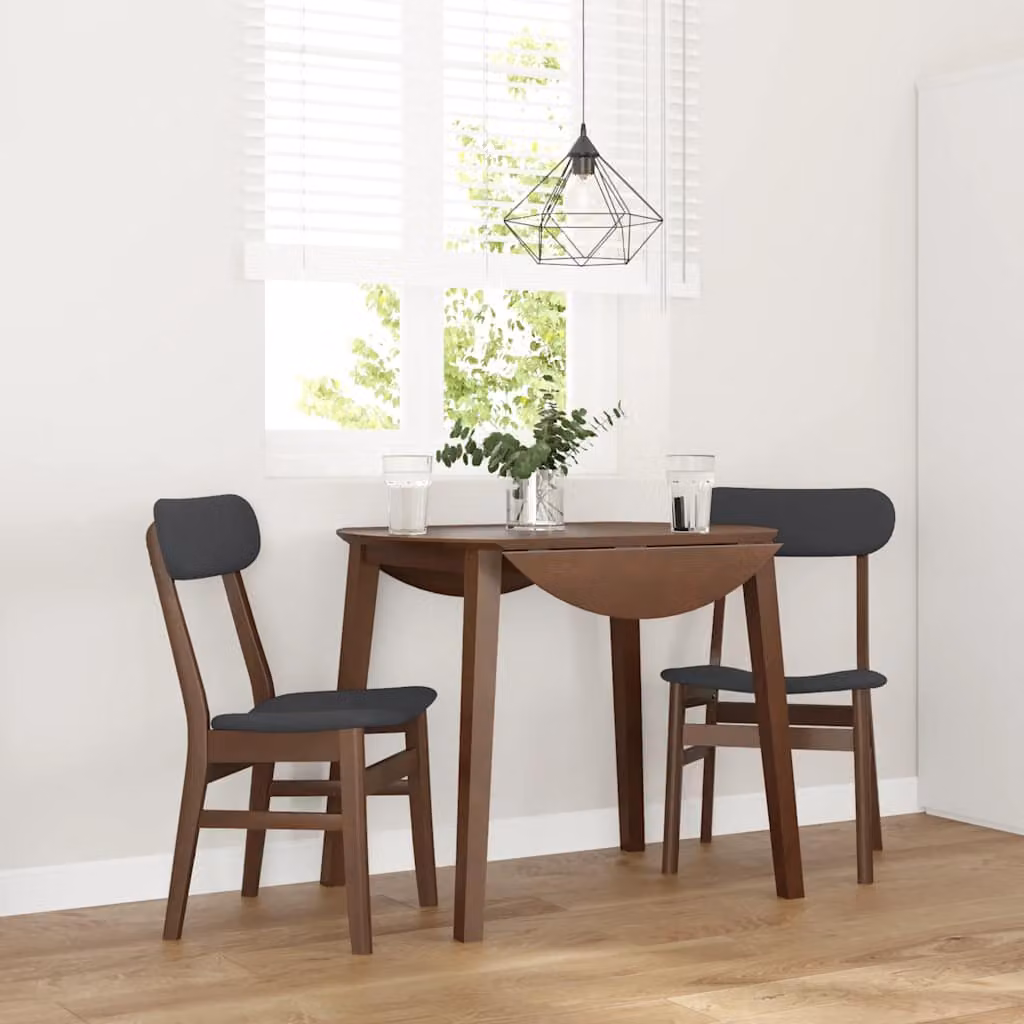 Set di 2 sedie da pranzo moderne vidaXL in legno di hevea marrone con cuscini