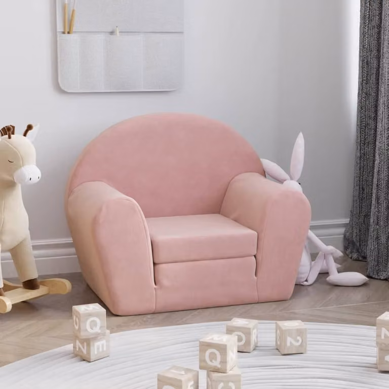 Maison Exclusive - Divano letto per bambini, rosa, in morbido peluche