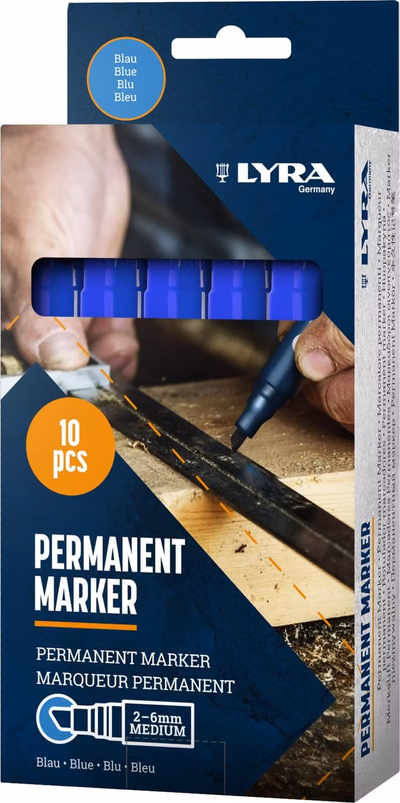 Marcatore permanente LYRA 111 larghezza linea 2-6 mm punta obliqua blu