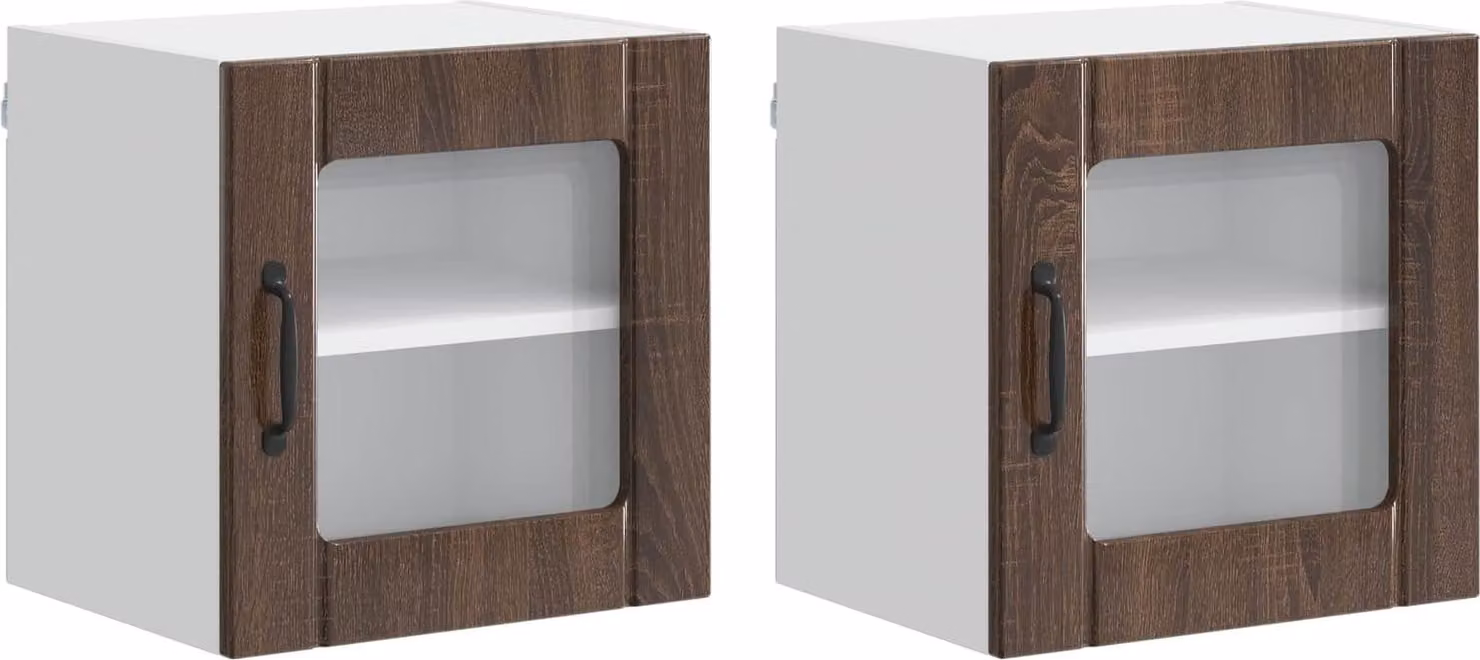 Mobile in vetro da parete LUCCA 2 pcs Rovere Marrone