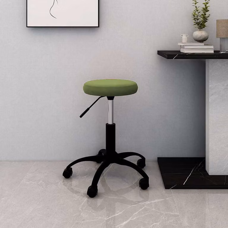 Sedia da ufficio girevole vidaXL in velluto verde chiaro con ruote