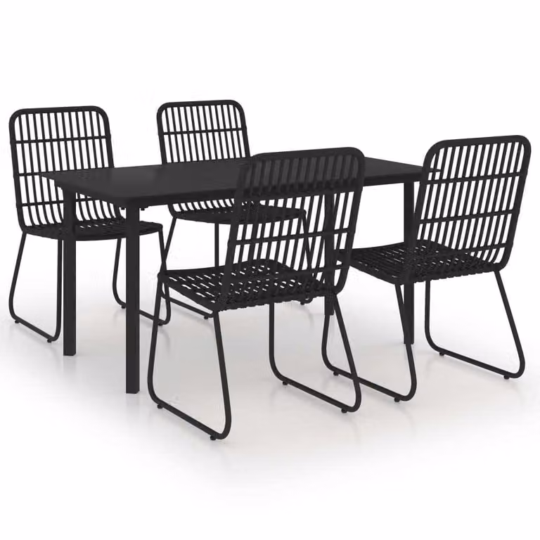 Set da Pranzo da Giardino 5 pz in Polyrattan e Vetro
