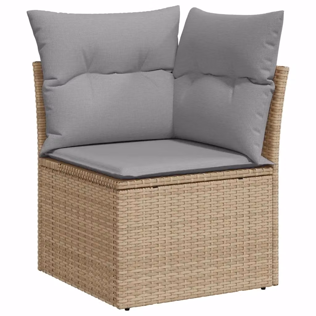 Set Divano da Giardino vidaXL 9 pz Beige e Grigio con Cuscini e Tavolino – 2