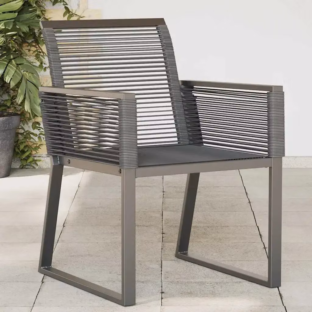 Set di 2 sedie da giardino in polyrattan nero con braccioli e struttura in metallo – 2