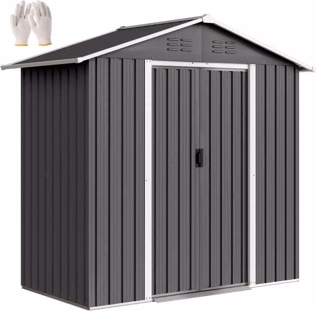 Casetta da Giardino ¨C Xylo ¨C Acciaio Grigio 194x107x191 cm