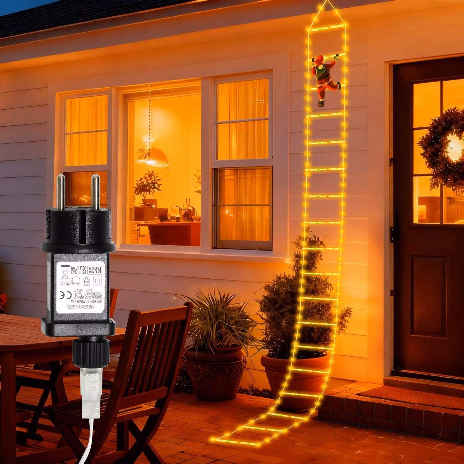 Catena luminosa natalizia a LED, lunghezza 3 metri, con cavo, 228 LED, luce bianco caldo, 8 modalità, timer
