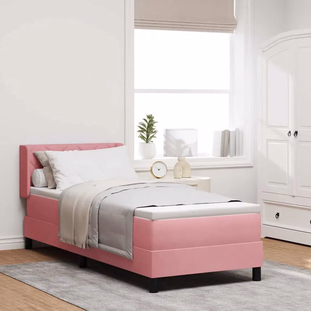 Letto ibrido con testiera vidaXL in velluto rosa L: 200 cm, P: 80 cm