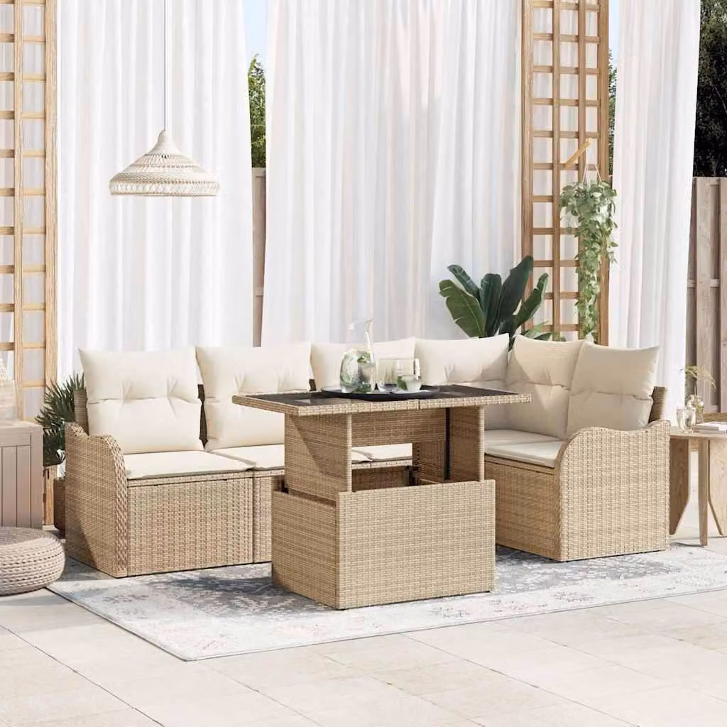 Maison Exclusive - Set da pranzo per 6 persone, rattan sintetico beige