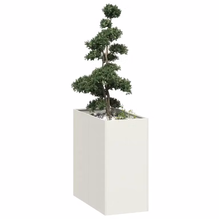 Fioriera bianca vidaXL in acciaio per orto e giardino L: 80 cm, P: 40 cm, H: 80 cm