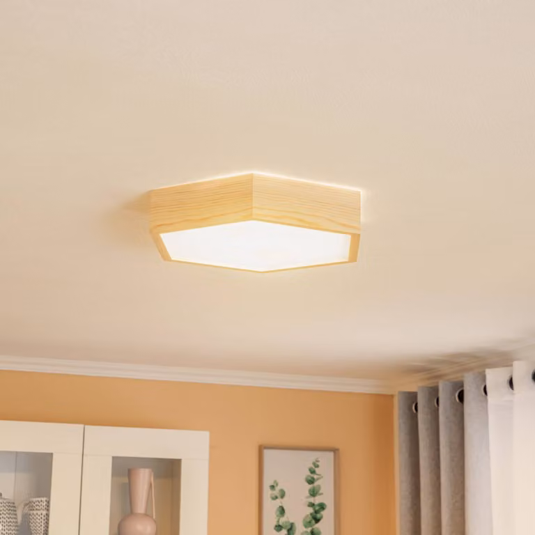 Plafoniera soffitto Hagen Lamkur, dimmerabile, Legno chiaro, Soggiorno / Sala da pranzo, Legno, Plafoniera