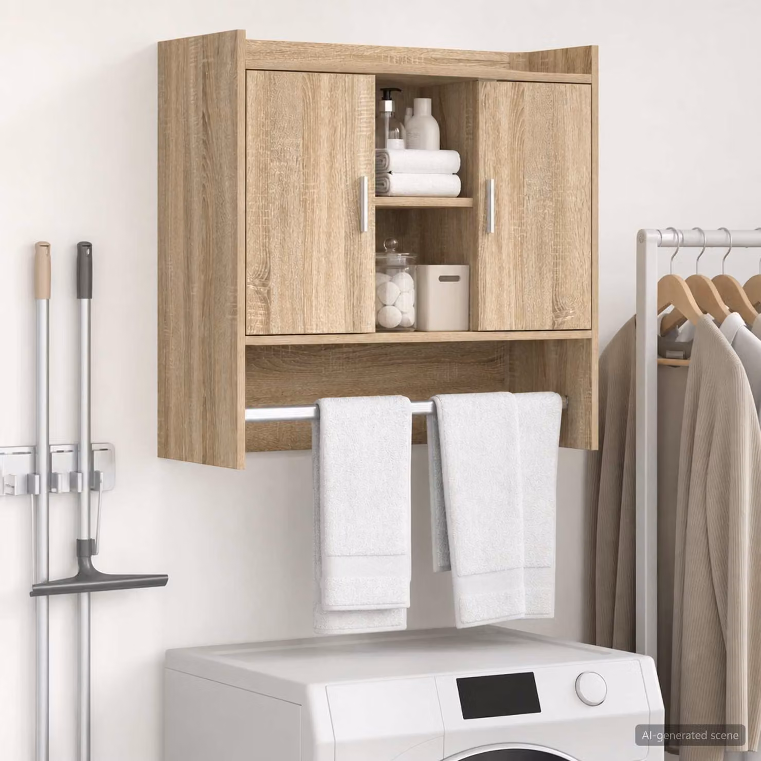 Scaffale da parete moderno vidaXL in Rovere Sonoma, colore marrone, L: 80 cm, P: 36 cm, H: 80 cm