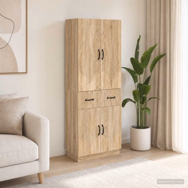 Set di 2 armadi moderni vidaXL in legno ingegnerizzato e MDF, colore marrone, L/P/H: 87.0 x 34.5 x 66.0 cm