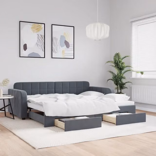 Divano Letto Moderno vidaXL Grigio con Struttura Imbottita per Soggiorno e Camera da Letto