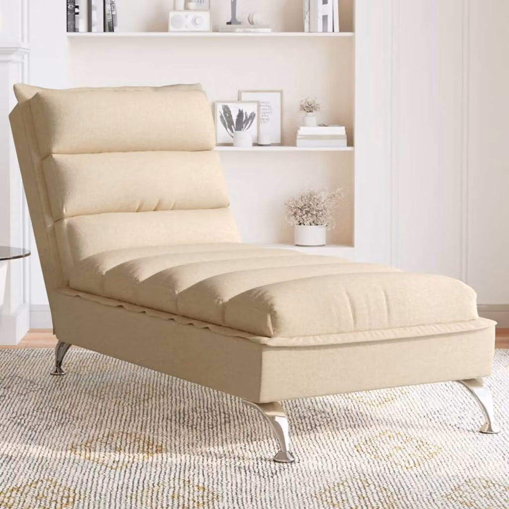 Chaise Longue vidaXL a forma a L con Cuscini, Colore Beige, Tessuto e Imbottitura in Schiuma, Funzione Letto