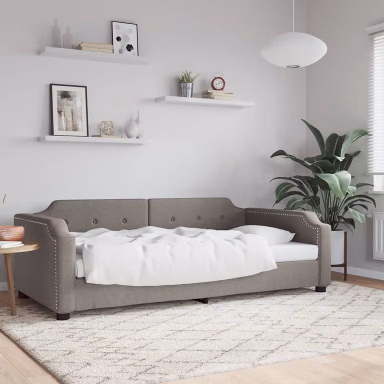 Letto da giorno vidaXL in tessuto beige e grigio, L/P/H: 200 x 90 x 66,5 cm