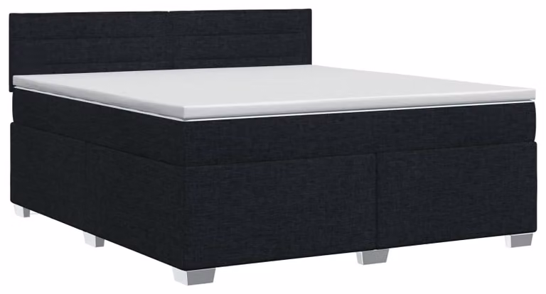 Letto a molle con materasso nero 140 x 200 cm in tessuto