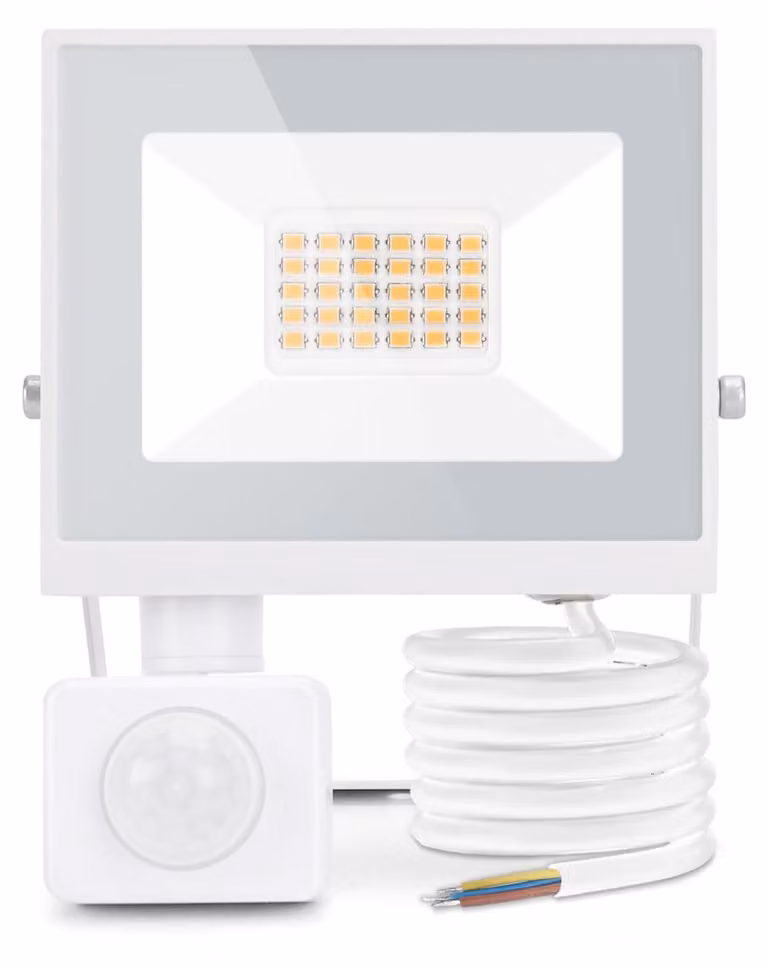 Aigostar, faretto LED da 20W con sensore di movimento per esterni, 1800 lumen, 4000K, luce bianca naturale, faretto esterno IP65, impermeabile, ideale per illuminazione esterna di giardini, cortili, garage, hotel