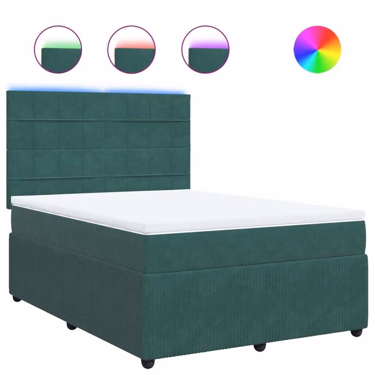 Giroletto a Molle con Materasso Verde Scuro 140x200 cm Velluto
