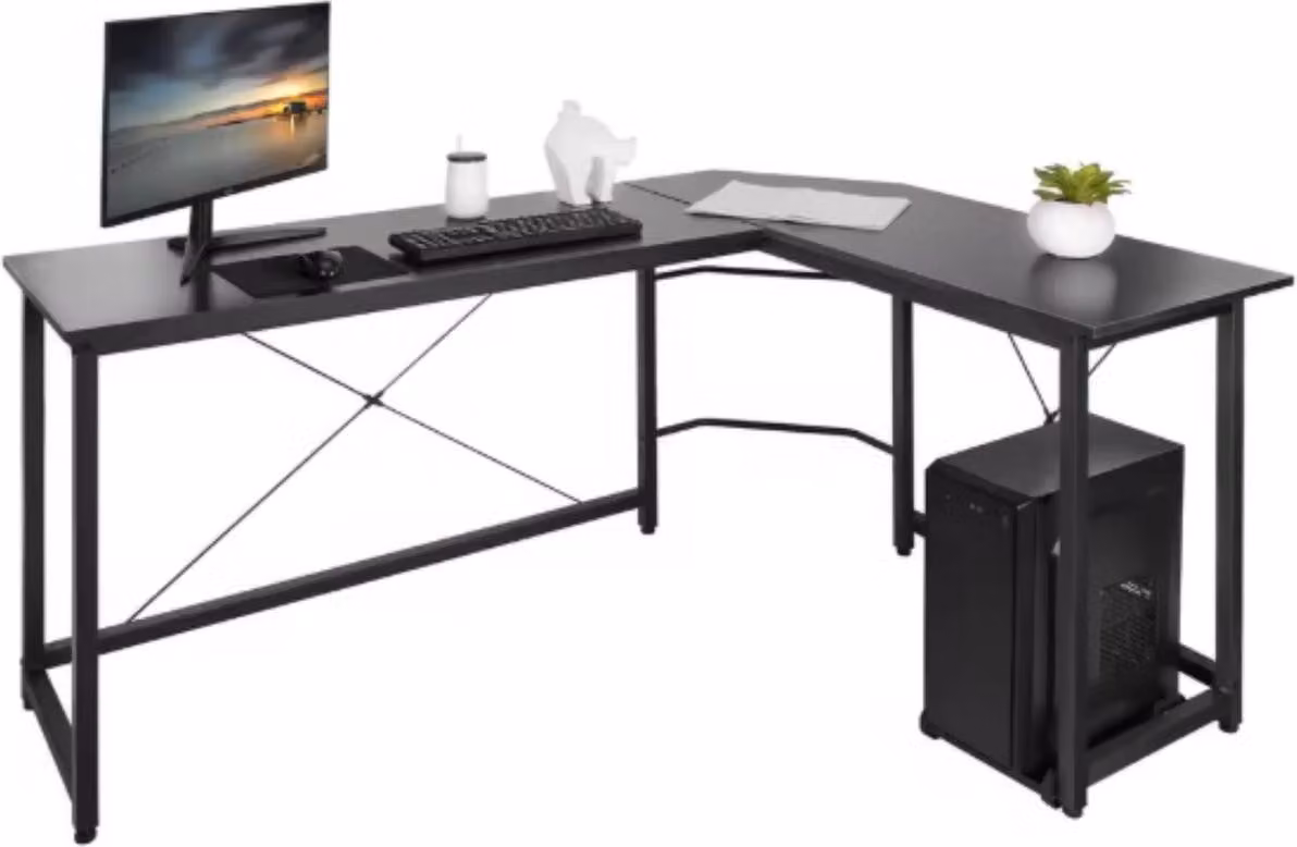 Scrivania a forma di L – Per casa e ufficio – Postazione di lavoro per computer e videogiochi – 190x120x75 cm – Nero