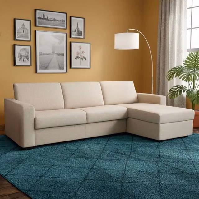 Divano Letto Allegria Talamo Italia con Penisola Sfoderabile, L-Shape Moderno, Grigio, L: 260 cm, P: 95 cm