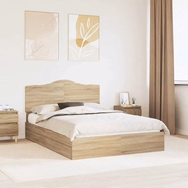 Letto con Contenitore con testiera-Struttura Letto con contenitore Rovere Sonoma 140 x 200 cm 656851