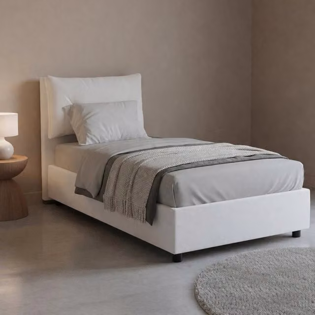 Anzi, Letto Singolo Contenitore Made in Italy, Bianco