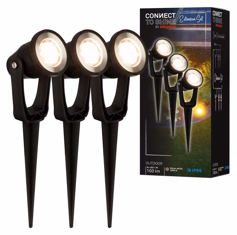 CONNECT TO SHINE Set di espansione Lilis con set di 3 faretti da giardino a LED, IP65