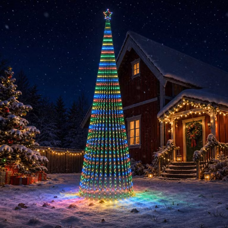 vidaXL Albero di Natale LED 500 cm 1524 LED Multicolore Acciaio Nero
