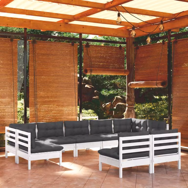 Maison Exclusive - Set Divani da Giardino 9 pz con Cuscini BiancLegno di Pino