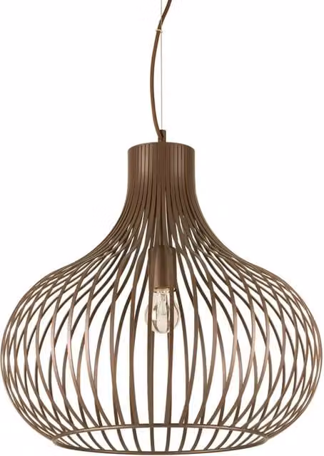 Sospensione Industrial-Minimal Onion Ideal Lux in Metallo Marrone con 1 Luce E27, Diametro: 47 cm