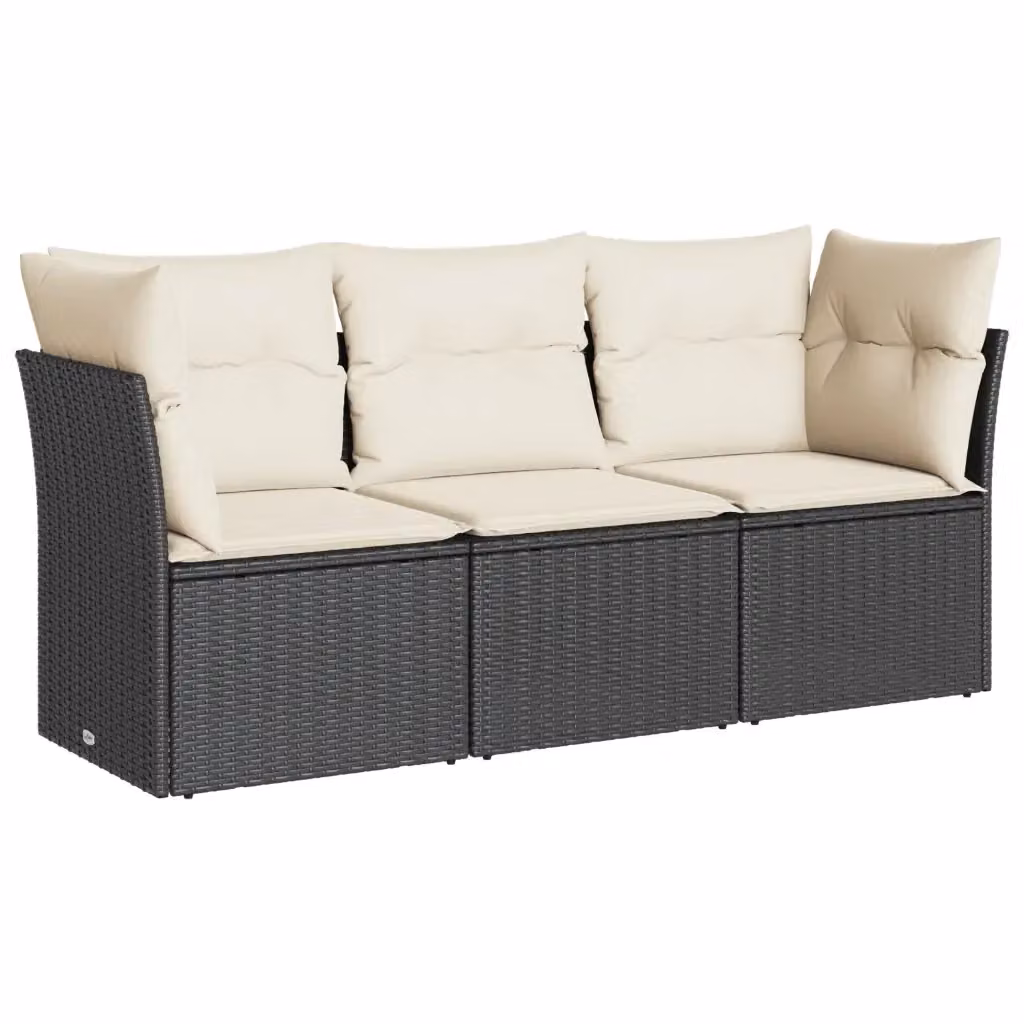 vidaXL Set Divano da Giardino a L con Cuscini, Struttura in Metallo e Polyrattan, Nero e Bianco – 2