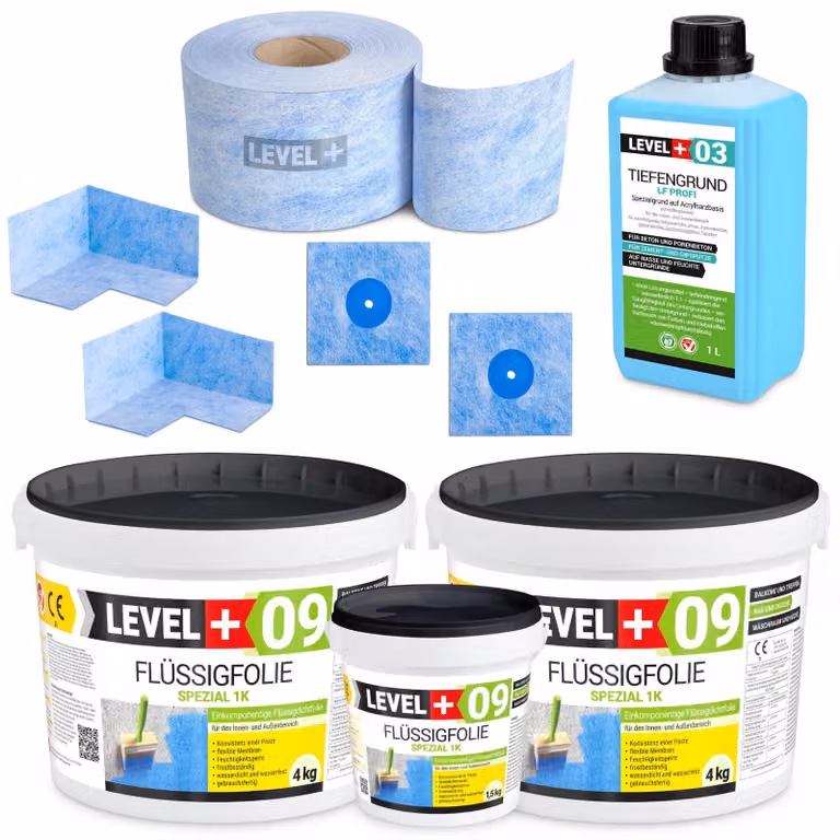 Set di guarnizioni per bagno doccia, balcone Nastro sigillante Flussigfolie 9,5kg SET65