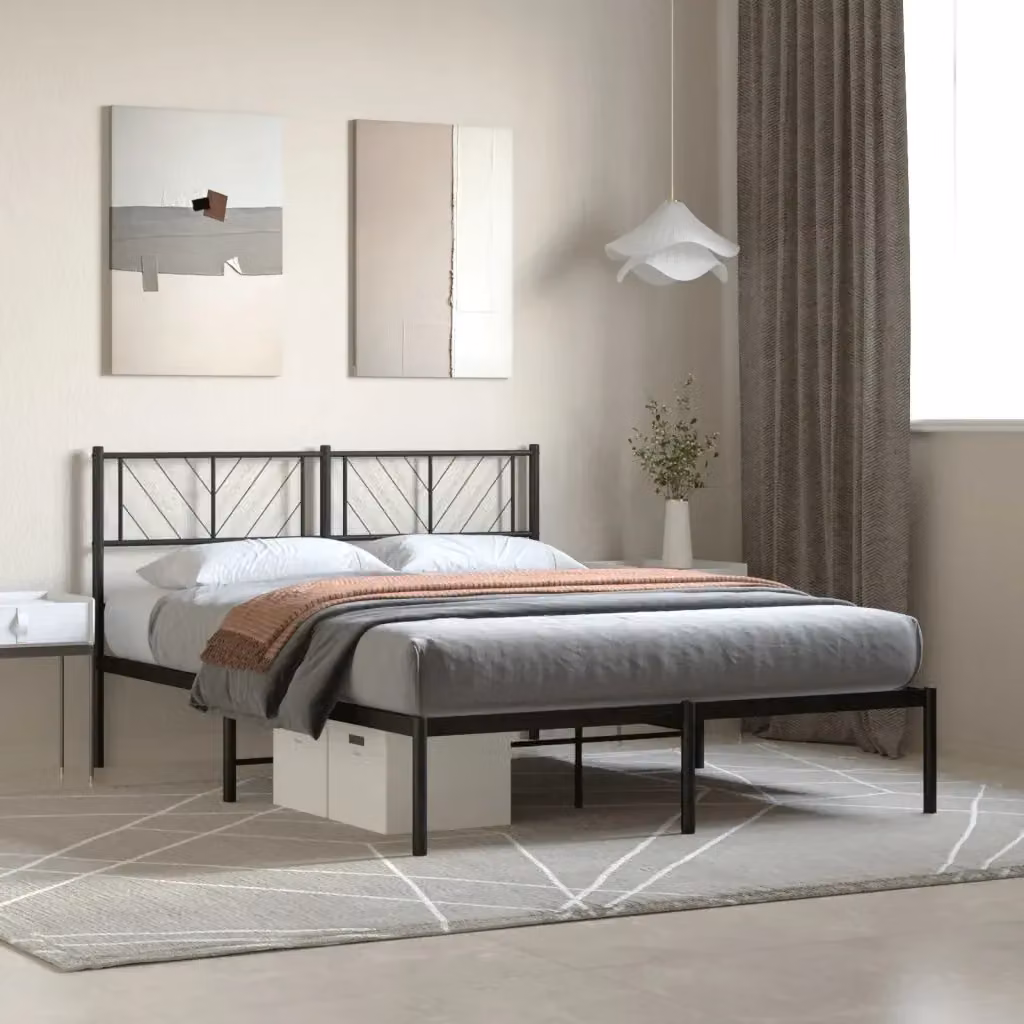 Letto matrimoniale con testiera in metallo nero L/P/H: 120 x 200 x 90 cm – 2