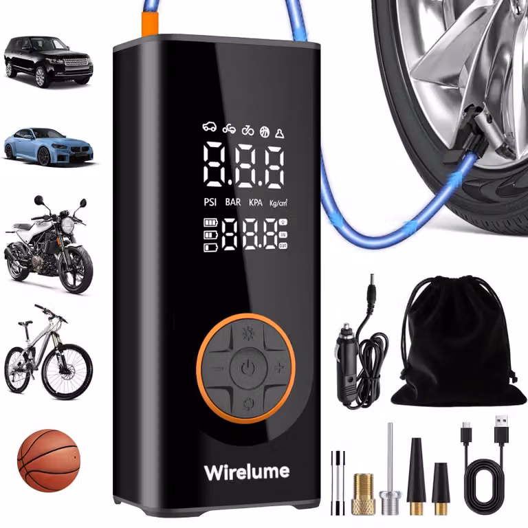 Compressore d'aria portatile, wireless, 12V - Pressione massima di esercizio: 150 PSI - Alluminio legato