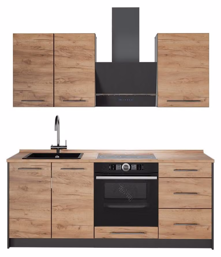 Cucina monoblocco Vicco Fame-Line Rovere dorato/Bianco 190 cm, PL Rovere, Model 64932