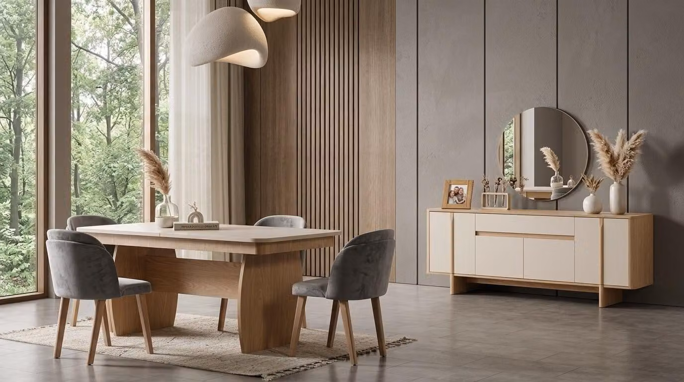 Tisch Konsole Spiegel Wohnzimmer Stil modern beige rechteckig praktisch