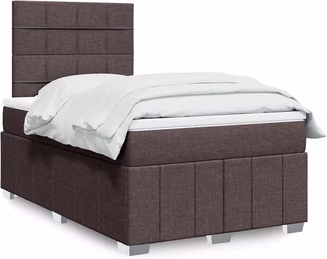 Letto con Giroletto a Molle e Materasso Ibrido vidaXL, Marrone e Bianco, L/P/H: 120 x 190 x 150,5 cm