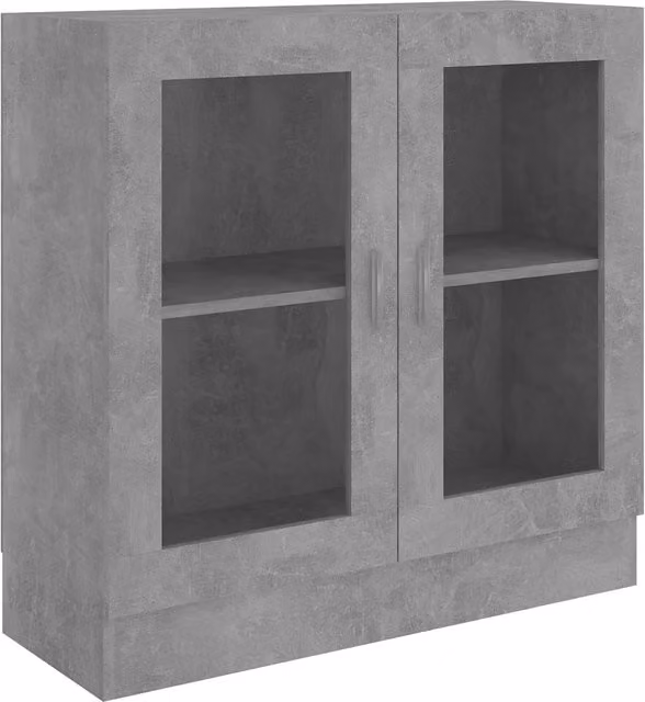 Vetrina moderna HELLOSHOP26 per soggiorno e camera da letto in legno composito grigio opaco con ante in vetro, L 82,5 cm x P 30,5 cm x H 80 cm