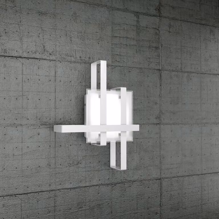 Plafoniera Industrial-Minimal Cross Metallo Bianco Vetro 2 Luci E27 50Cm