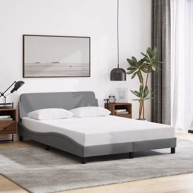 Giroletto-Struttura Letto Dover Grigio Chiaro 140x200 cm Tessuto