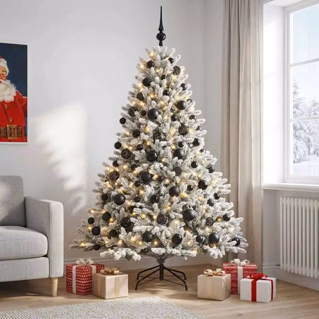 Albero di Natale artificiale con palline 210 cm 300 LED 3466374