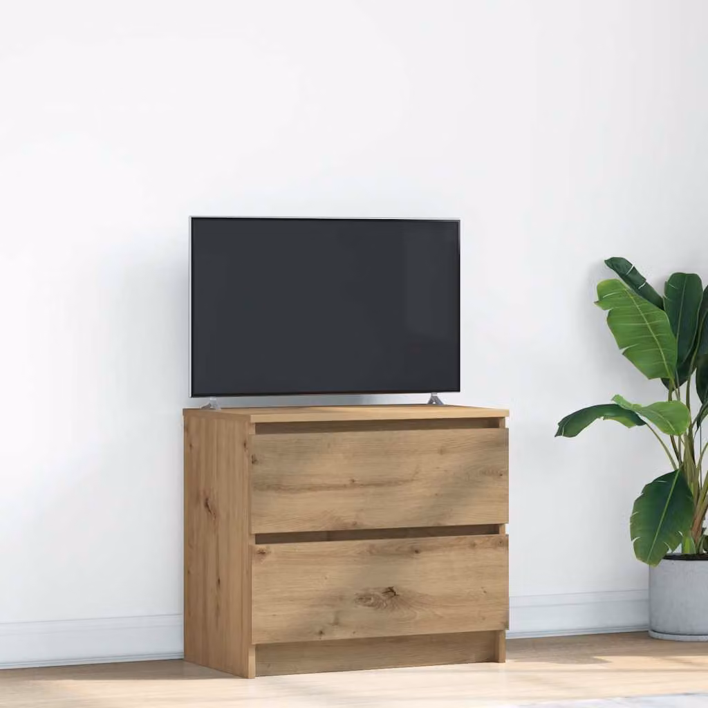 Mobile TV vidaXL in legno Rovere Marrone con ruote L 60 cm, P 35 cm, H 54 cm
