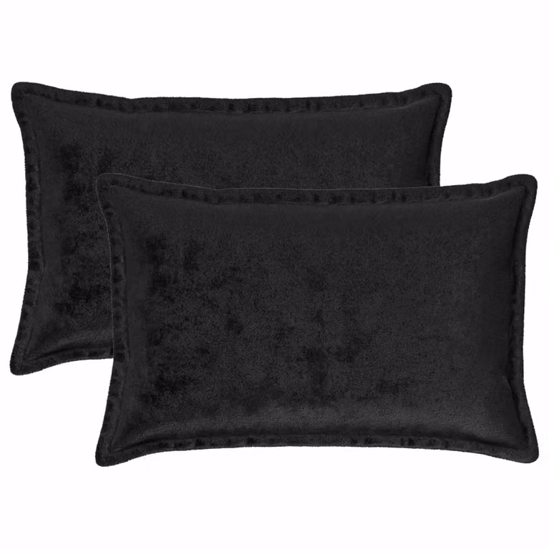Set di 2 federe vidaXL HOUTEN nere in poliestere, L 60 cm x P 40 cm