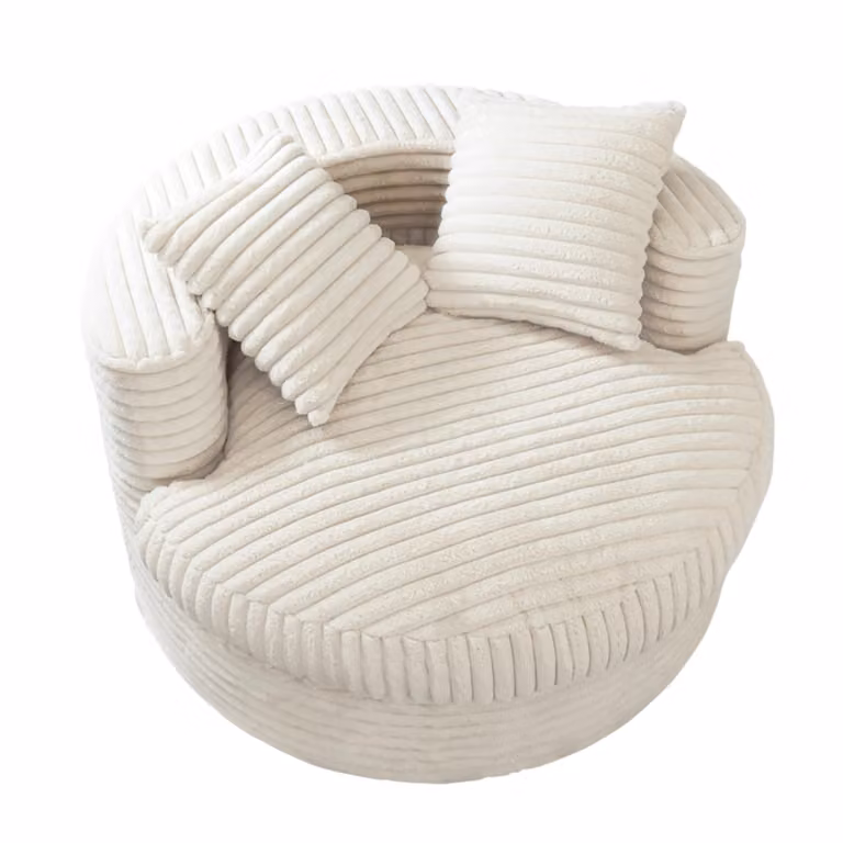 Poltrona moderna in velluto a coste con due cuscini, sfoderabile per la pulizia, tessuto in velluto, 120 x 120 x70 cm, beige, divano angolare per soggiorno e camera da letto