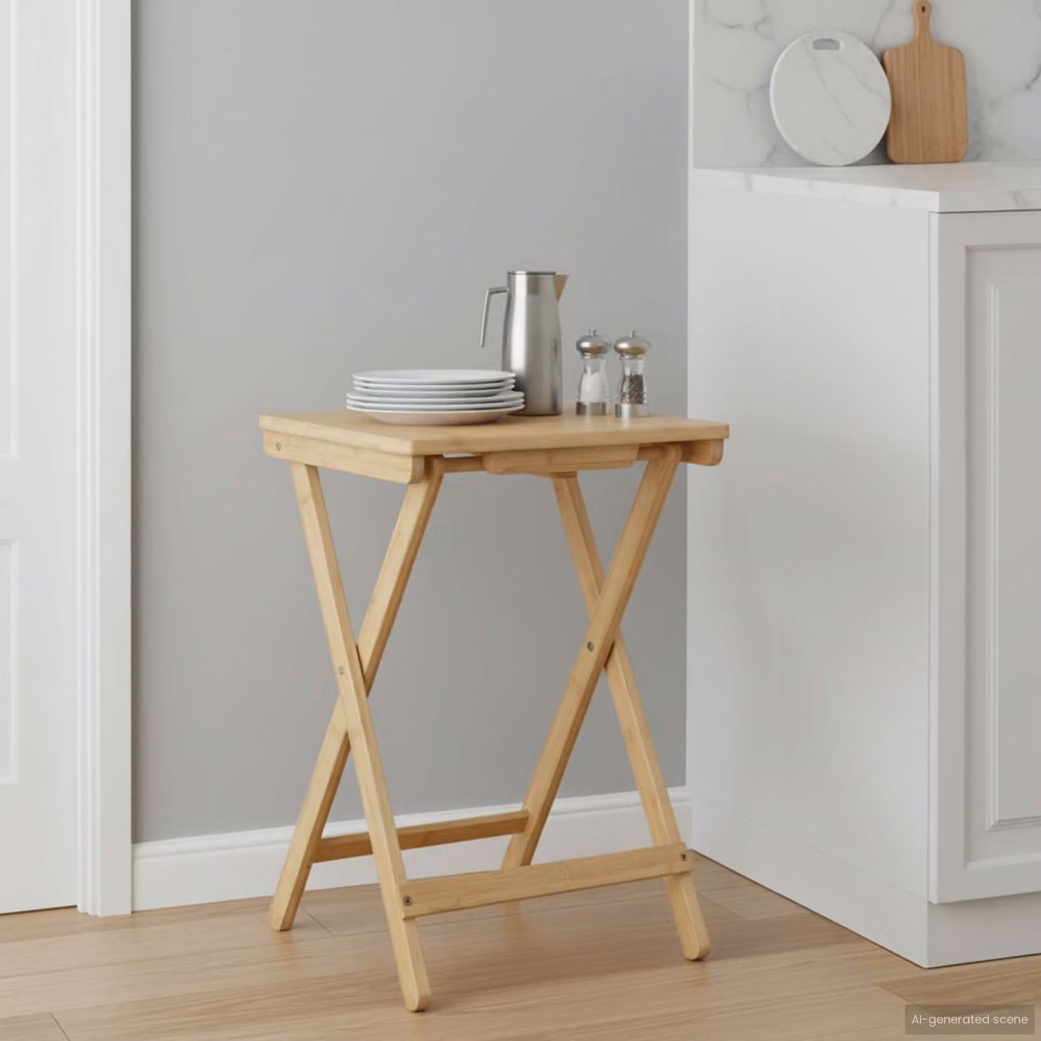 vidaXL Tavolo da Cucina Moderno in Bambù, Colore Marrone e Beige, L: 40 cm, P: 30 cm, H: 53,5 cm