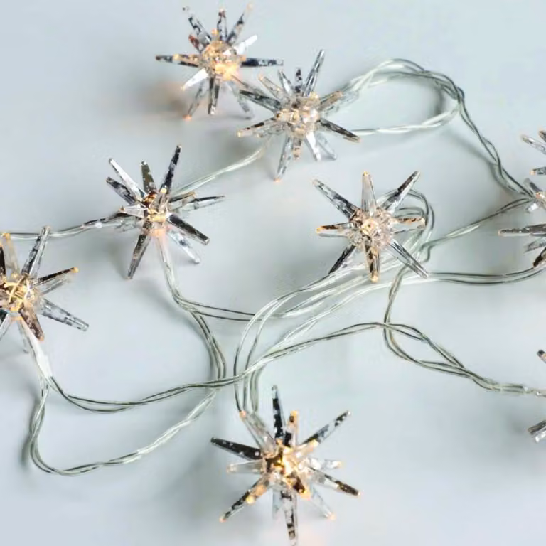 ACA Luci natalizie a LED STARDUST, 10 LED bianco caldo, alimentate a batteria (2xAA), IP20, 1,35 m + 30 cm, X09101121