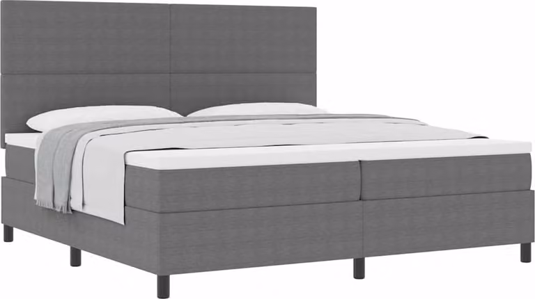Letto a molle con testiera Grigio chiaro e bianco 200 x 200 cm