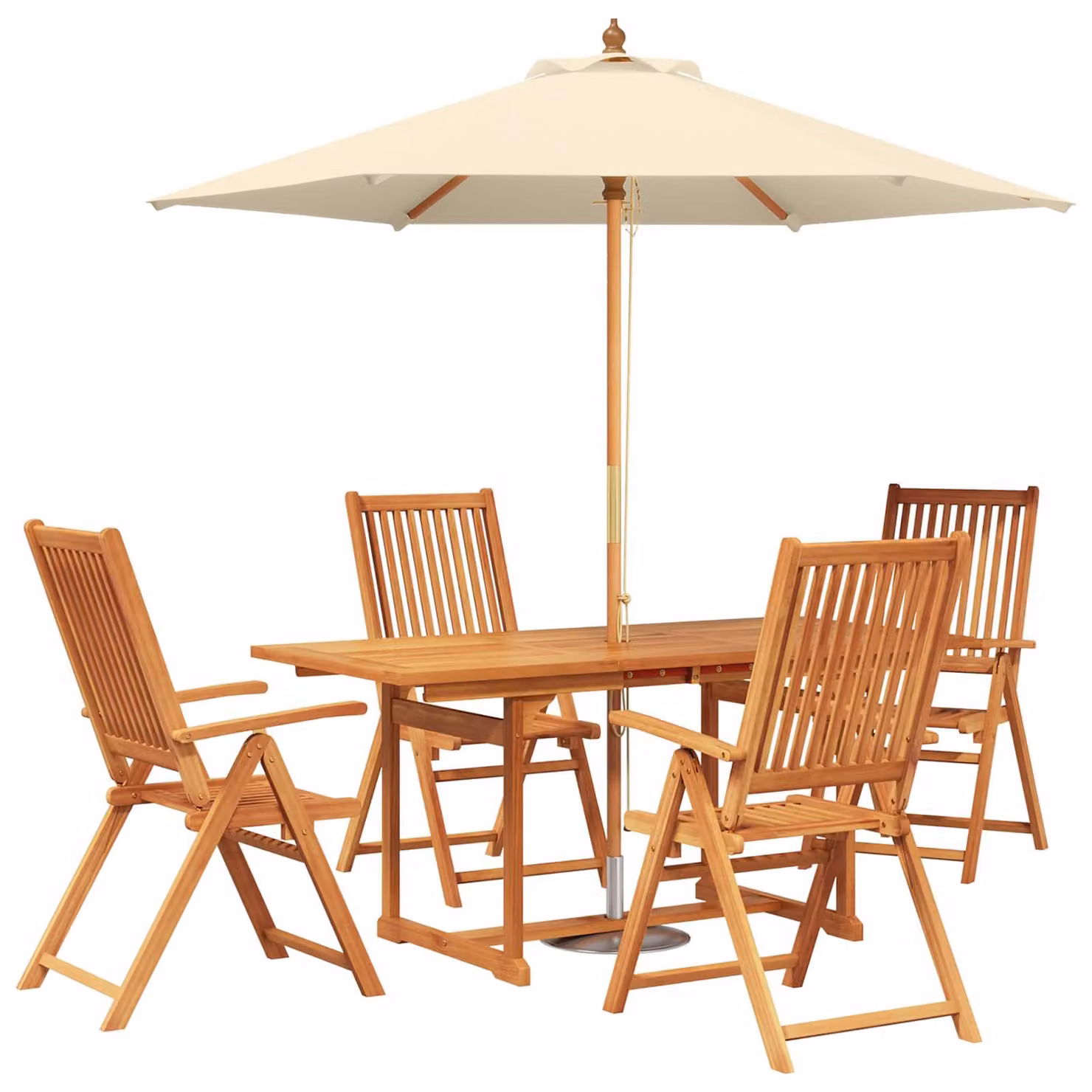 Set da esterno per giardino con ombrellone, composto da 6 sedie e un tavolo per 4 persone