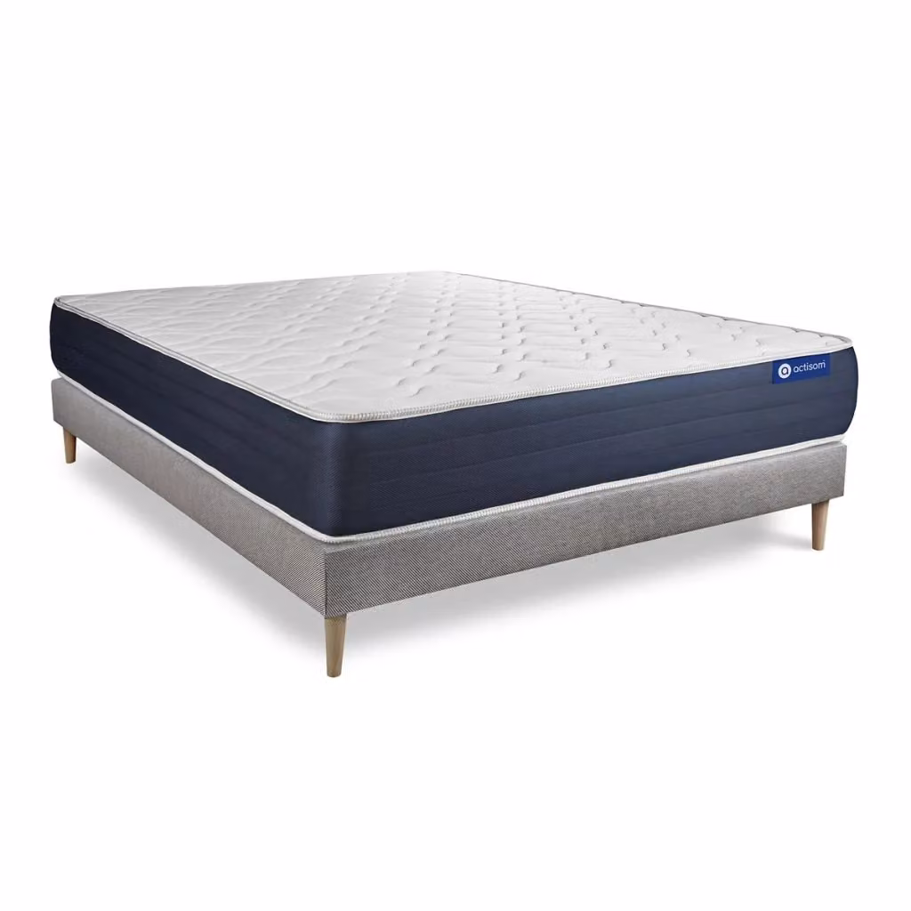 Kit letto Actisom Actiflex Sleep composto da rete e materasso ibrido in memory foam e molle insacchettate, colore bianco, L/P: 120 x 200 cm, H: 22 cm – 2